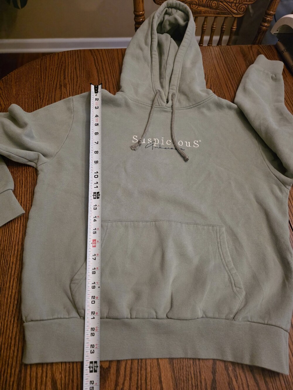 Suspicious Antwerp Sage Green Classic Hoodie Womens M Premium Streetwear Top - Picture 12 of 13
